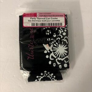Thirty-One Thermal Can Cooler Brushstrokes Black Floral 10th Anniversary NWT